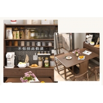 日式實木橡木 多功能餐邊櫃/伸縮摺疊餐枱 蝴蝶枱 /餐椅 組合120/130cm (IS8909)