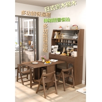 日式實木橡木 多功能餐邊櫃/伸縮摺疊餐枱 蝴蝶枱 /餐椅 組合120/130cm (IS8909)