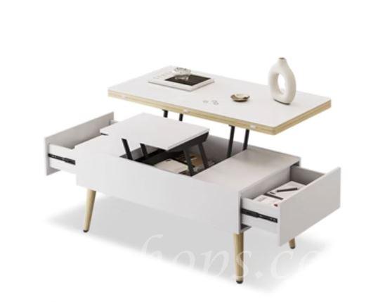 北歐伸縮折疊升降茶几多功能儲物 兩用茶几 變餐桌*100/120cm（IS8307）