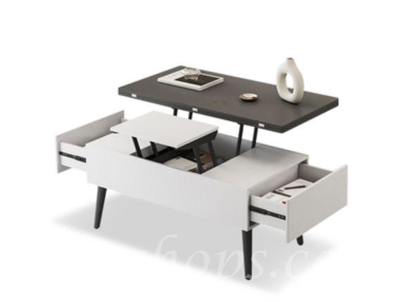 北歐伸縮折疊升降茶几多功能儲物 兩用茶几 變餐桌*100/120cm（IS8307）