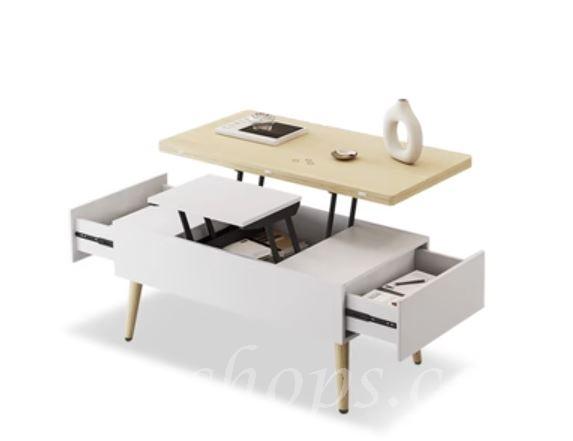 北歐伸縮折疊升降茶几多功能儲物 兩用茶几 變餐桌*100/120cm（IS8307）