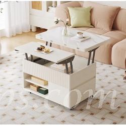 北歐伸縮折疊升降茶几多功能儲物兩用 茶几60x80 變餐桌12x80cm (IS8753)