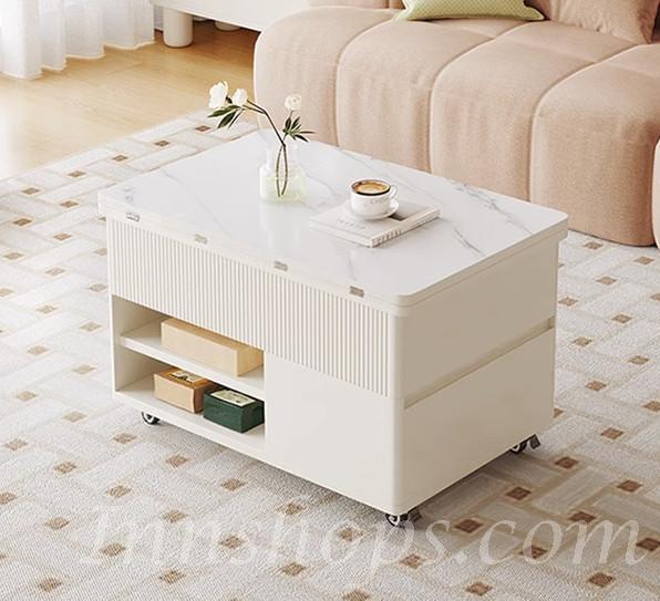 北歐伸縮折疊升降茶几多功能儲物兩用 茶几60x80 變餐桌12x80cm (IS8753)