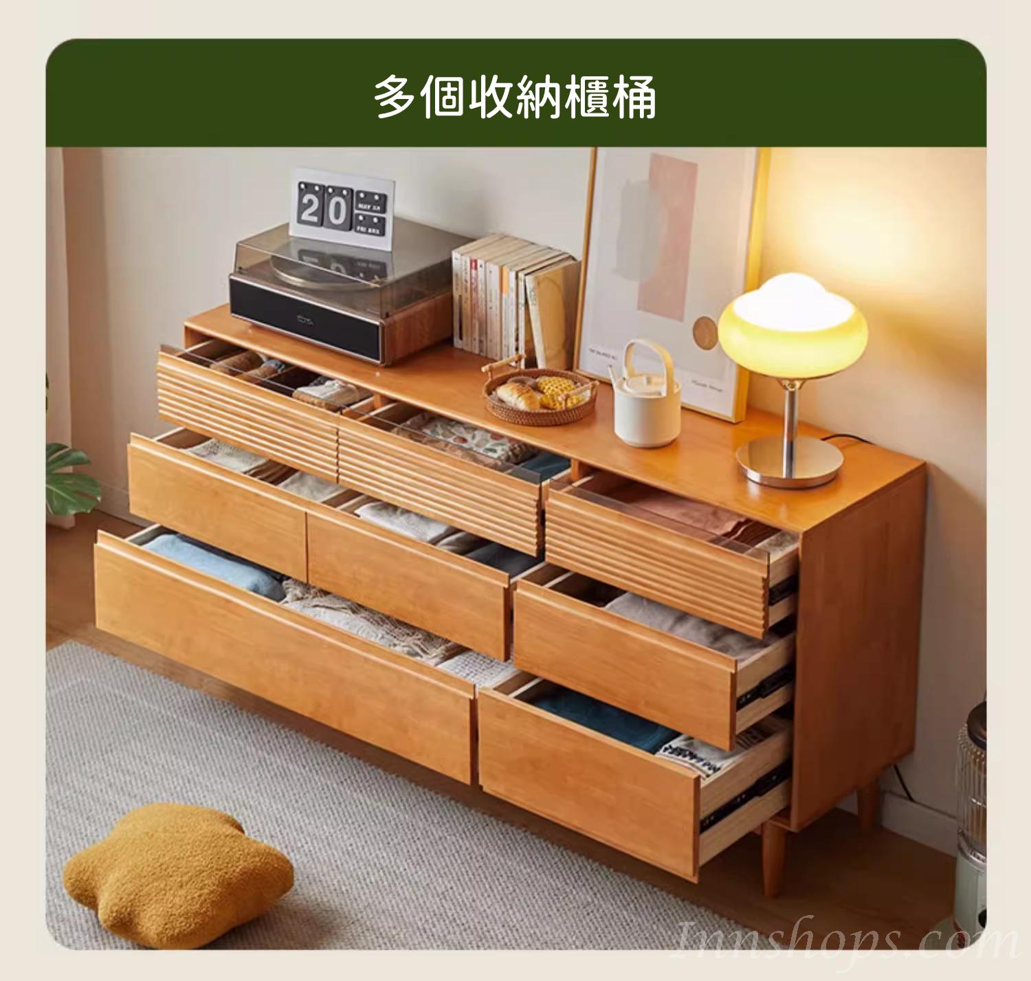 日式實木橡木 儲物收納櫃 大斗櫃 120/160*40*80cm (IS8951)