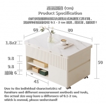 北歐伸縮折疊升降茶几多功能儲物兩用 茶几60x80 變餐桌12x80cm (IS8753)