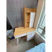 北歐 帶鎖梳妝台 書桌 送妝凳90cm-125cm（IS8861）
