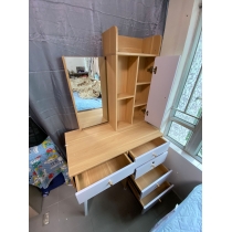 北歐 帶鎖梳妝台 書桌 送妝凳90cm-125cm（IS8861）