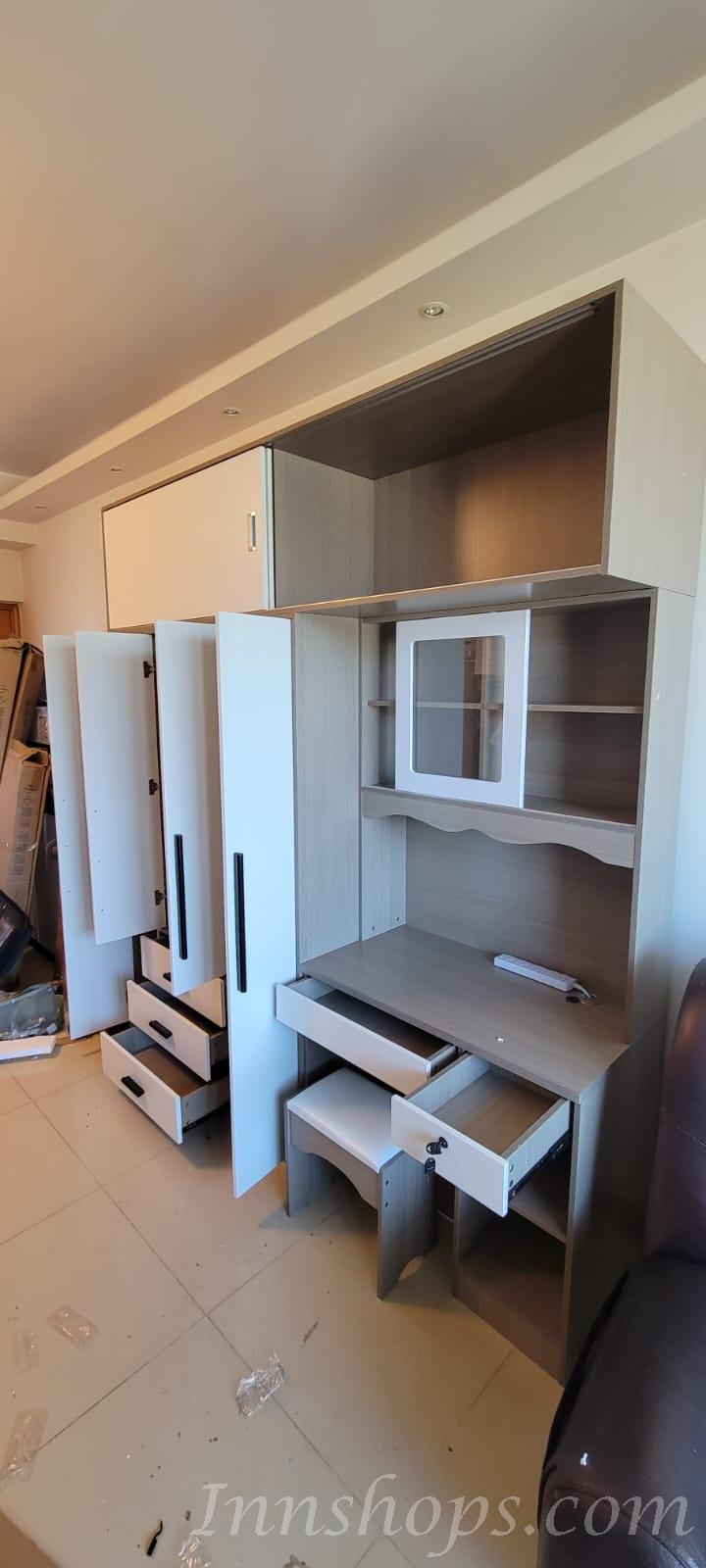北歐品味系列 四門衣櫃電腦枱組合 130cm/150cm/180cm/210cm (IS6580)