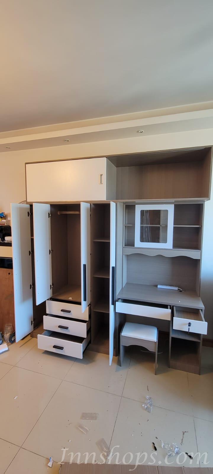 北歐品味系列 四門衣櫃電腦枱組合 130cm/150cm/180cm/210cm (IS6580)