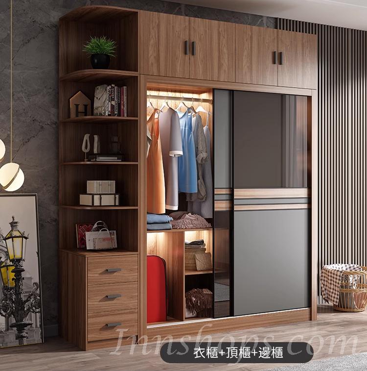 北歐摩登系列 玻璃趟門衣櫃 （不包含燈）120/140/160/180/200 cm (IS6621)
