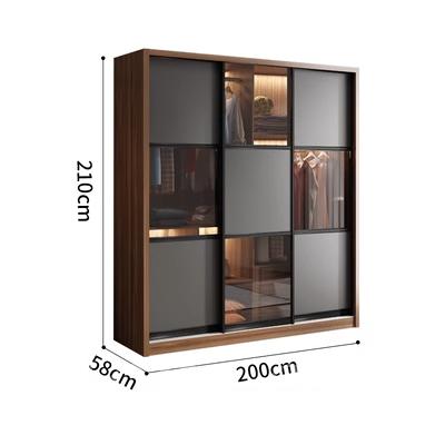 北歐摩登系列 玻璃趟門衣櫃 （不包含燈）120/140/160/180/200 cm (IS6621)