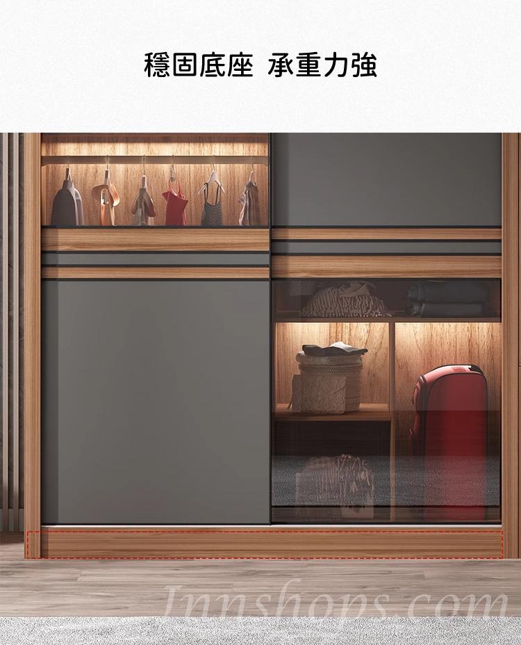 北歐摩登系列 玻璃趟門衣櫃 （不包含燈）120/140/160/180/200 cm (IS6621)