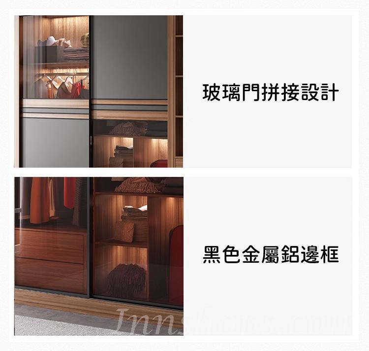 北歐摩登系列 玻璃趟門衣櫃 （不包含燈）120/140/160/180/200 cm (IS6621)