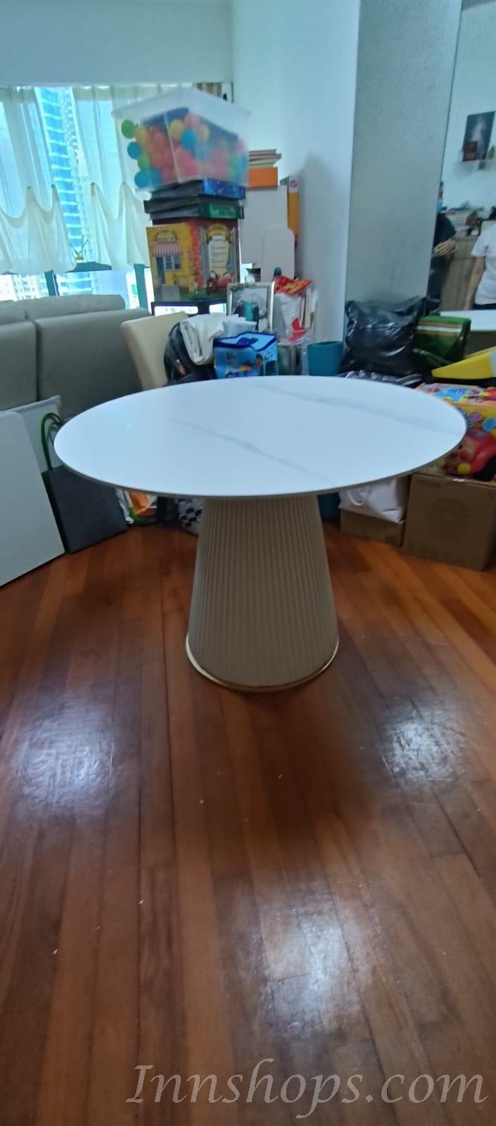 北歐輕奢岩板餐桌椅組合西餐廳家用小戶型圓形飯枱*80/90/100/120cm（IS7926）
