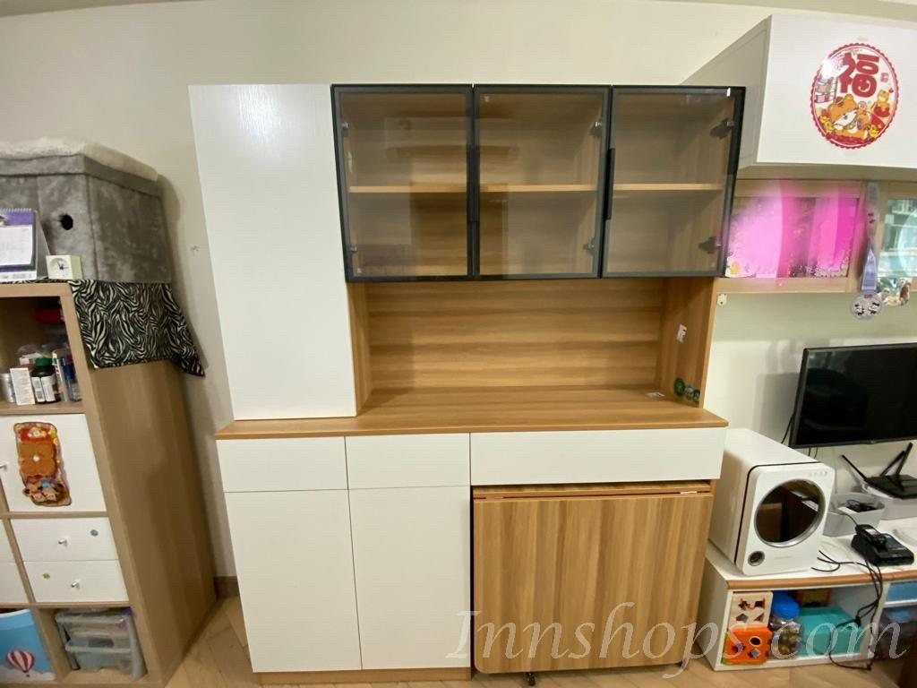 北歐系列 160cm多功能餐邊櫃 配伸縮摺疊餐枱 蝴蝶枱 (IS8810)
