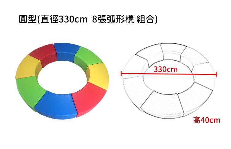 兒童傢俬 學校傢俬 弧形圓型 軟墊櫈組合 直徑90/120/180/200/240/280/330/150 // 260x150 cm (IS9006)