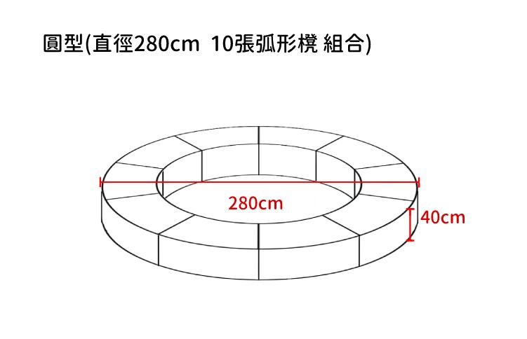 兒童傢俬 學校傢俬 弧形圓型 軟墊櫈組合 直徑90/120/180/200/240/280/330/150 // 260x150 cm (IS9006)