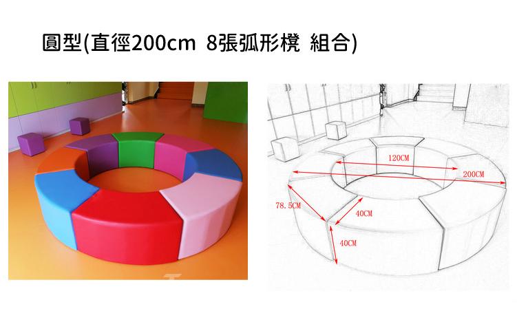 兒童傢俬 學校傢俬 弧形圓型 軟墊櫈組合 直徑90/120/180/200/240/280/330/150 // 260x150 cm (IS9006)