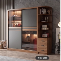 北歐摩登系列 玻璃趟門衣櫃 （不包含燈）120/140/160/180/200 cm (IS6621)