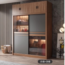 北歐摩登系列 玻璃趟門衣櫃 （不包含燈）120/140/160/180/200 cm (IS6621)