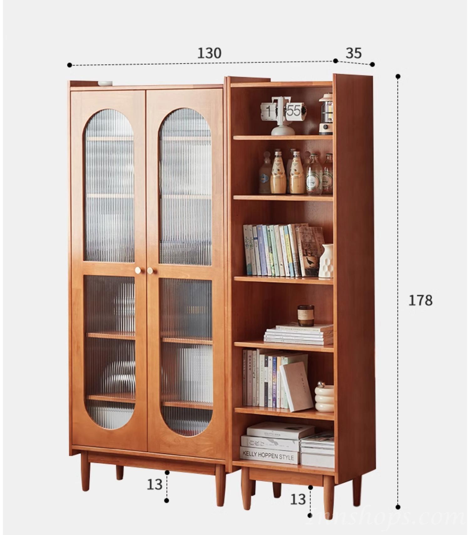 日式實木橡木系列 無門 雙門 書櫃組合 50cm/80cm/130cm*35cm*178cm (IS9027)
