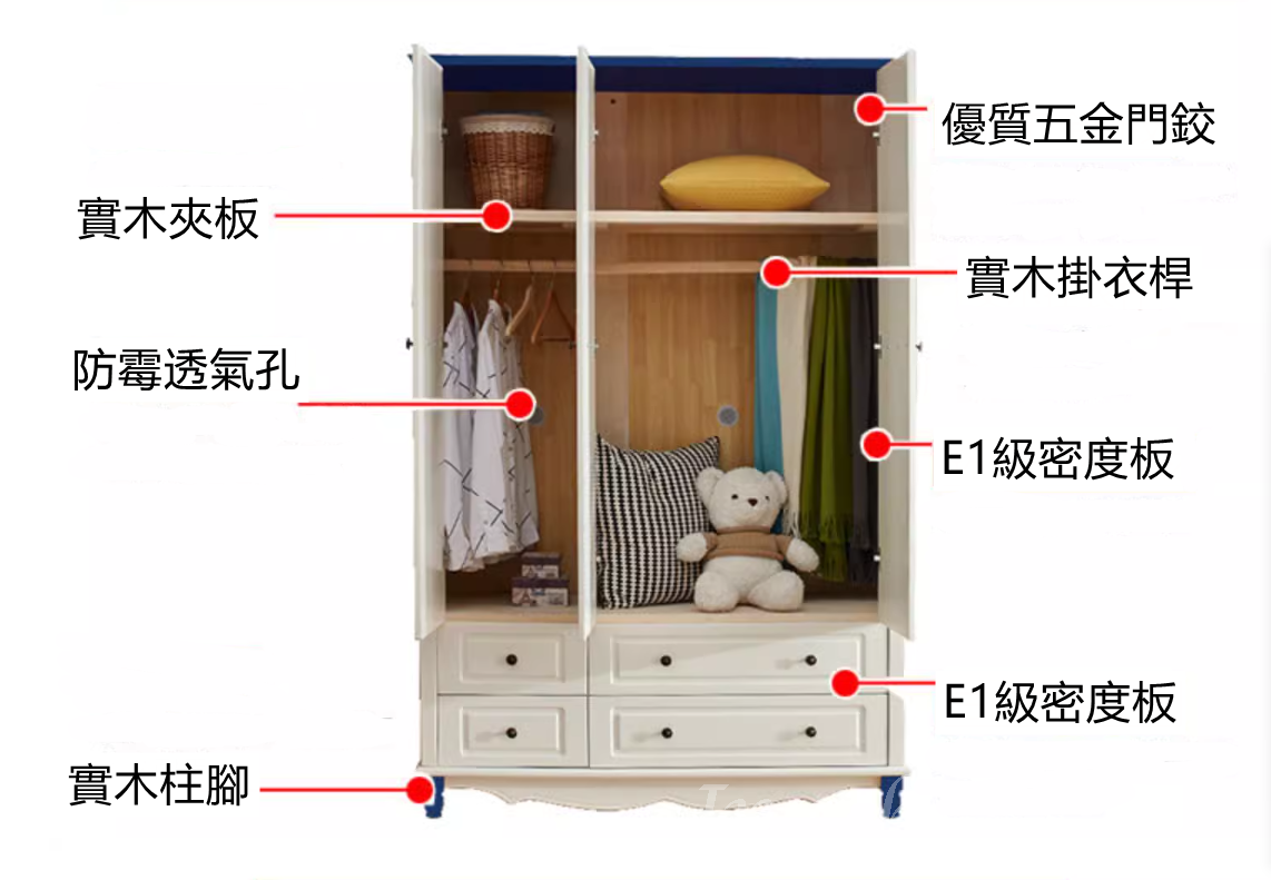 兒童皇國 小水手衣櫃 94cm/134cm/174cm/214cm(IS7418)