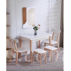 日式實木橡木系列 岩板可伸縮折疊飯桌 餐桌椅組合120cm(IS8652)