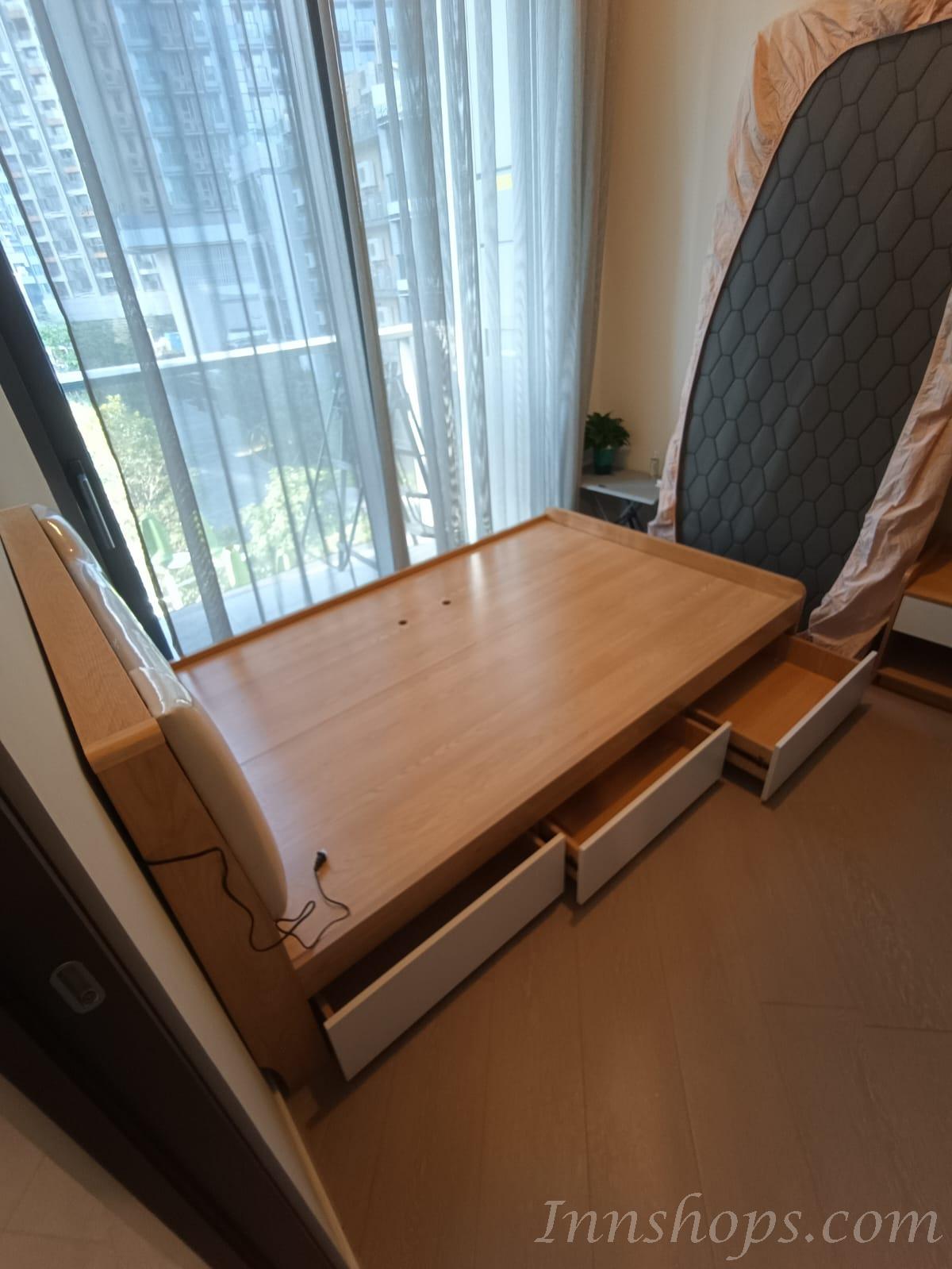 北歐儲物床 雙人床 床頭櫃(不包床褥)125*205*94;40*50*45cm (IS8825)