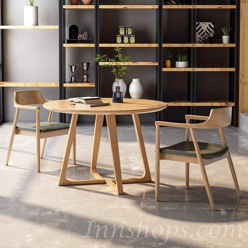  日式實木橡木系列 圓型 餐枱餐椅 組合 直徑60cm/70cm/80cm/90cm/100cm/120cm x 75cm (IS9045)