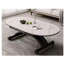 北歐簡約系列 岩板 摺疊 可移動 升降茶几 餐枱 餐椅 120~150cm x 75cm x33~76cm (IS9058)