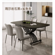 北歐簡約系列 岩板 摺疊 可移動 升降茶几 餐枱 餐椅 120~150cm x 75cm x33~76cm (IS9058)