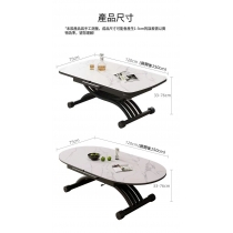 北歐簡約系列 岩板 摺疊 可移動 升降茶几 餐枱 餐椅 120~150cm x 75cm x33~76cm (IS9058)