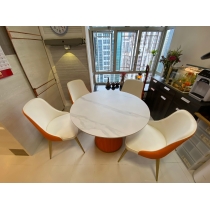 北歐輕奢岩板餐桌椅組合西餐廳家用小戶型圓形飯枱*80/90/100/120cm（IS7926）