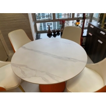 北歐輕奢岩板餐桌椅組合西餐廳家用小戶型圓形飯枱*80/90/100/120cm（IS7926）