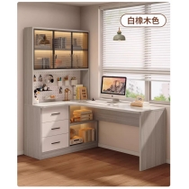 L型電腦枱 北歐實木 轉角 L型 電腦枱 洞洞板書枱 書桌 連書架 120cm/140cm/160cm/180cm*98cm*170cm (IS9074)
