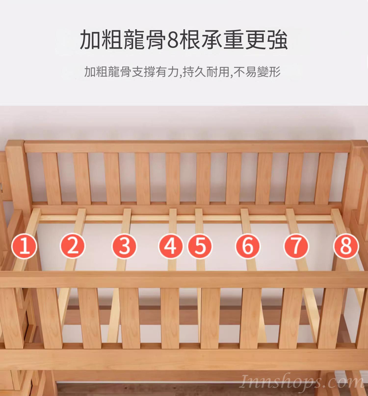 兒童皇國 全實木櫸木高架床 80cm/90cm/100cm/120cm/135cm/150cm*190cm*180cm (IS9110)