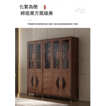 新中式玻璃門書櫃 書房儲物櫃 80cm/120cm (IS7429)