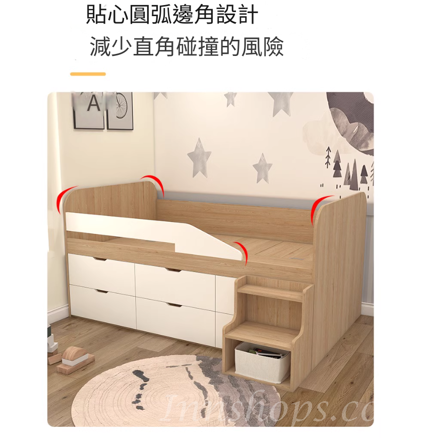 兒童皇國 儲物雙層櫃桶 組合床 小朋友床 (不包床褥)(IS8320)100cm/120cm/135cm/150cm/180cm  (不包床褥)(IS8320)