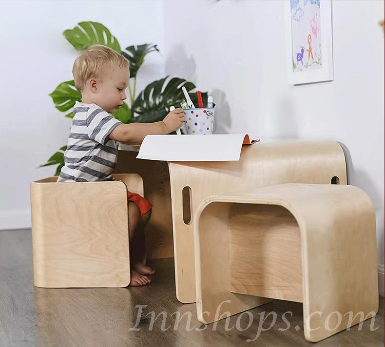 日式 實木 兒童桌 書桌 學習枱 椅子 凳子 66cm*42cm*40cm (IS9153)