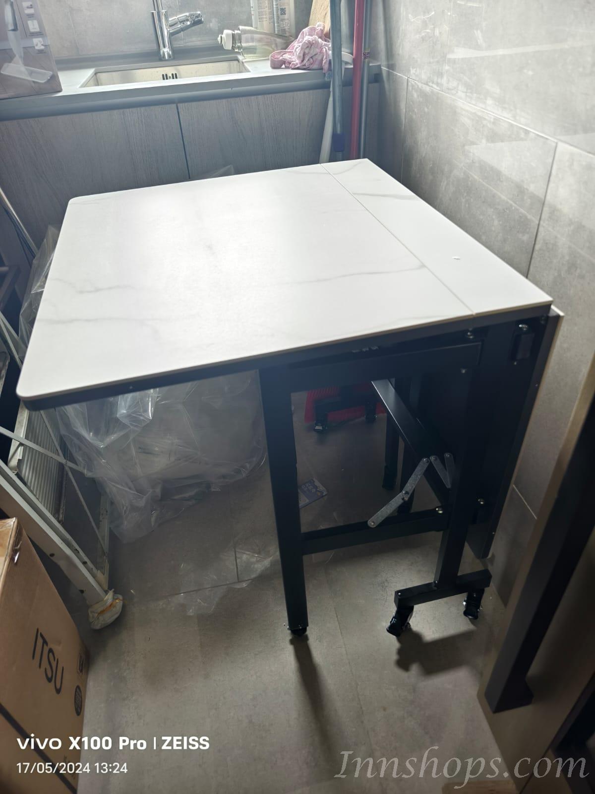 輕奢岩板折疊可移動多功能超薄伸縮餐桌 蝴蝶枱 100cm/120cm/130cm（IS8655）