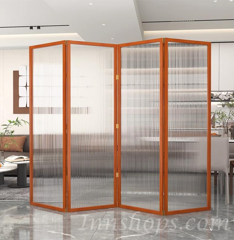 日式實木 仿長虹玻璃 屏風 玄關茶室 客廳屏風 80cm/100cm/120cm/150cm/180cm/160cm/200cm/240cm*2.5cm*180cm/190cm (IS9197