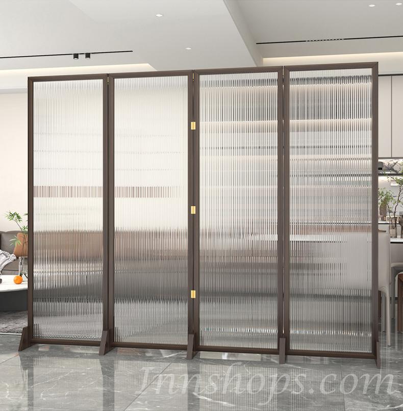 日式實木 仿長虹玻璃 屏風 玄關茶室 客廳屏風 80cm/100cm/120cm/150cm/180cm/160cm/200cm/240cm*2.5cm*180cm/190cm (IS9197