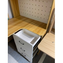 L型電腦枱 北歐實木 轉角 L型 電腦枱 洞洞板書枱 書桌 連書架 120cm/140cm/160cm/180cm*98cm*170cm (IS9074)