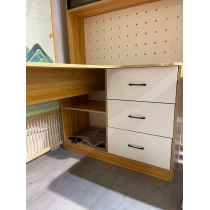 L型電腦枱 北歐實木 轉角 L型 電腦枱 洞洞板書枱 書桌 連書架 120cm/140cm/160cm/180cm*98cm*170cm (IS9074)