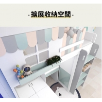 兒童皇國 屋仔丁字床 多功能上床下桌帶衣櫃组合 L形床 小朋友床*92cm (IS9321)