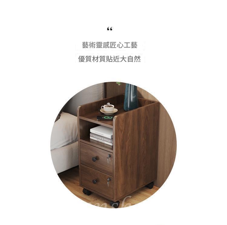 時尚系列 超窄迷你小型夾縫 有輪帶鎖床頭櫃20/25/30cm(IS8247)