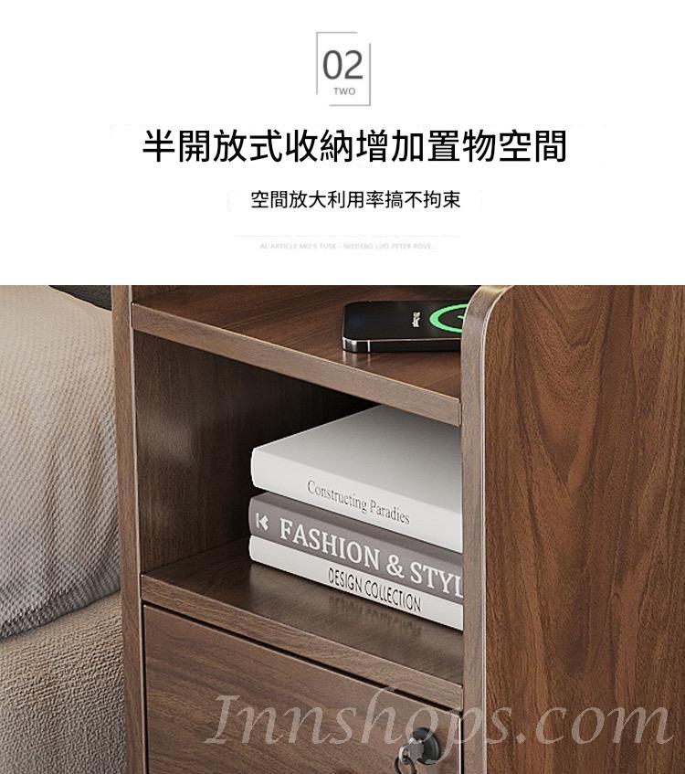 時尚系列 超窄迷你小型夾縫 有輪帶鎖床頭櫃20/25/30cm(IS8247)