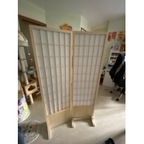 日式實木屏風 折疊 移動 遮擋 屏風 (原木色/黑色) 44*150/178/200cm(IS8532)