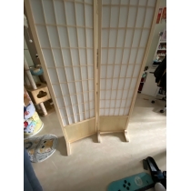 日式實木屏風 折疊 移動 遮擋 屏風 (原木色/黑色) 44*150/178/200cm(IS8532)