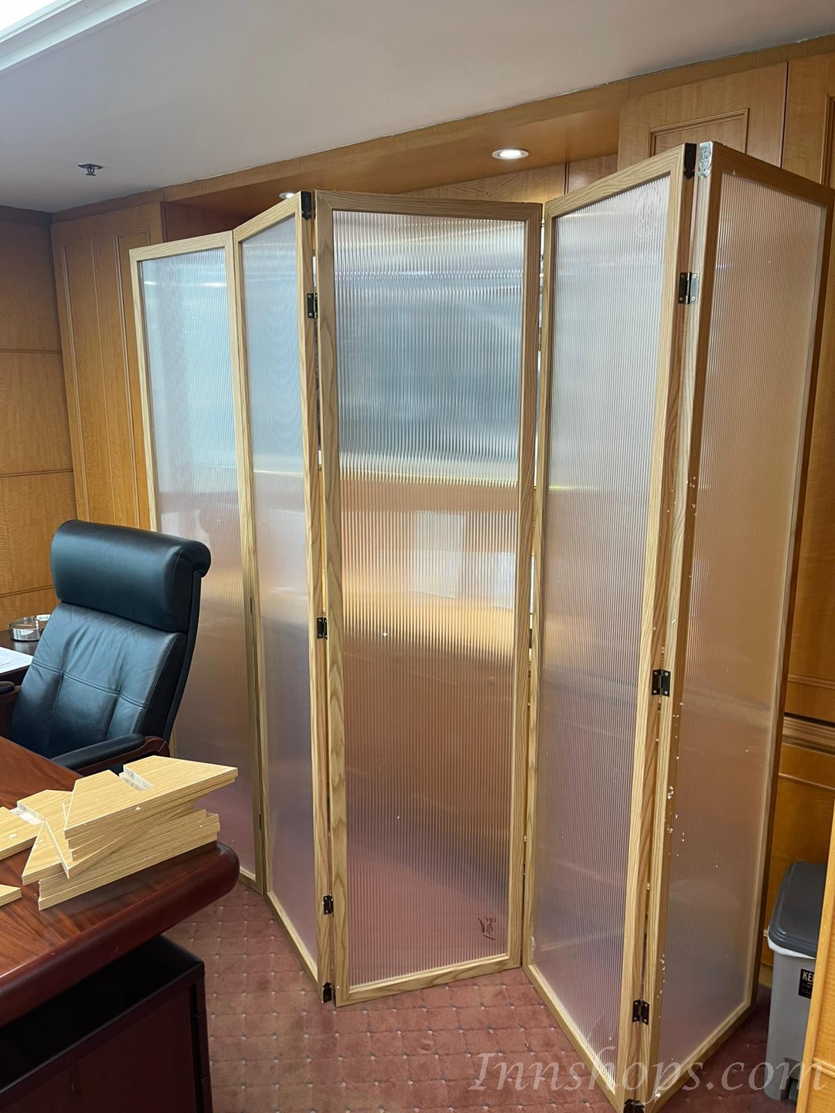 日式實木 仿長虹玻璃 屏風 玄關茶室 客廳屏風 80cm/100cm/120cm/150cm/180cm/160cm/200cm/240cm*2.5cm*180cm/190cm (IS9197